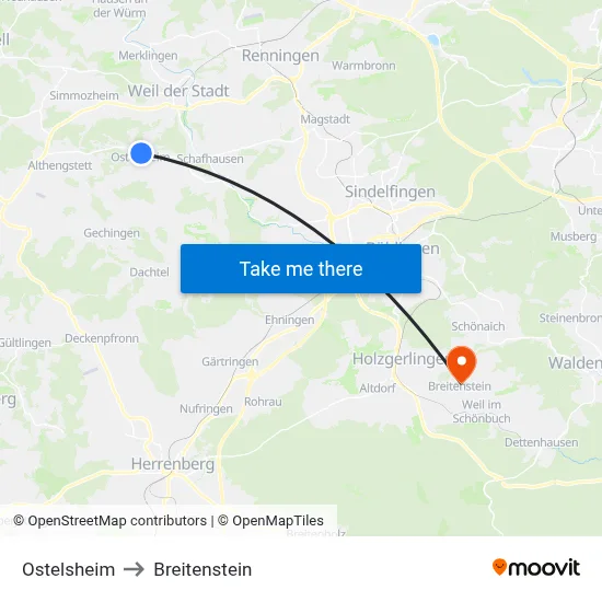 Ostelsheim to Breitenstein map