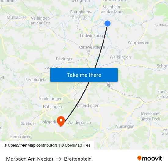 Marbach Am Neckar to Breitenstein map