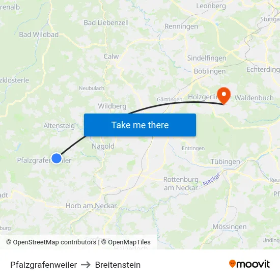 Pfalzgrafenweiler to Breitenstein map