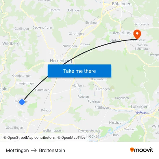 Mötzingen to Breitenstein map
