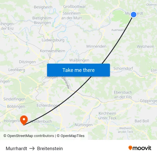 Murrhardt to Breitenstein map