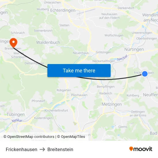 Frickenhausen to Breitenstein map