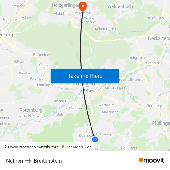 Nehren to Breitenstein map