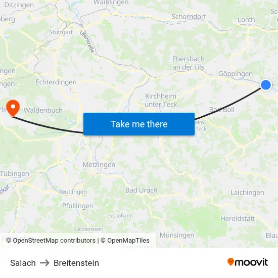 Salach to Breitenstein map