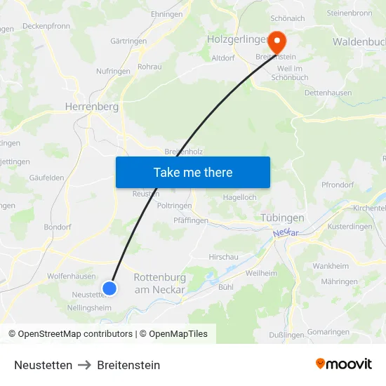 Neustetten to Breitenstein map