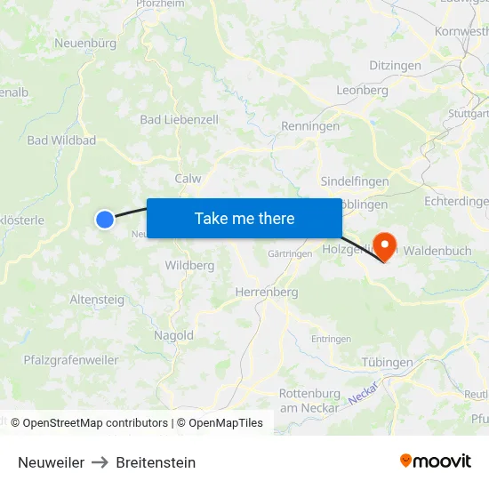 Neuweiler to Breitenstein map