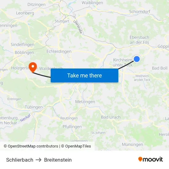 Schlierbach to Breitenstein map