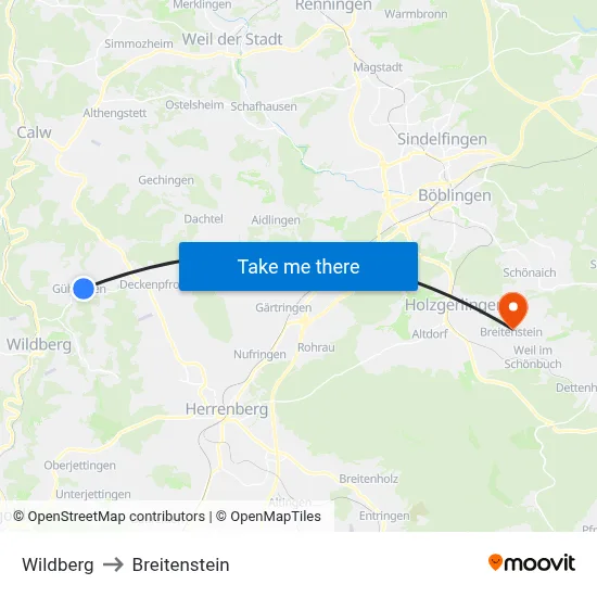 Wildberg to Breitenstein map