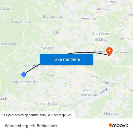 Wörnersberg to Breitenstein map