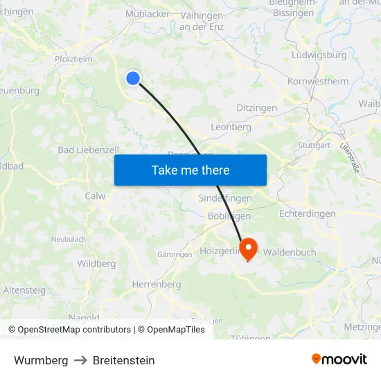 Wurmberg to Breitenstein map