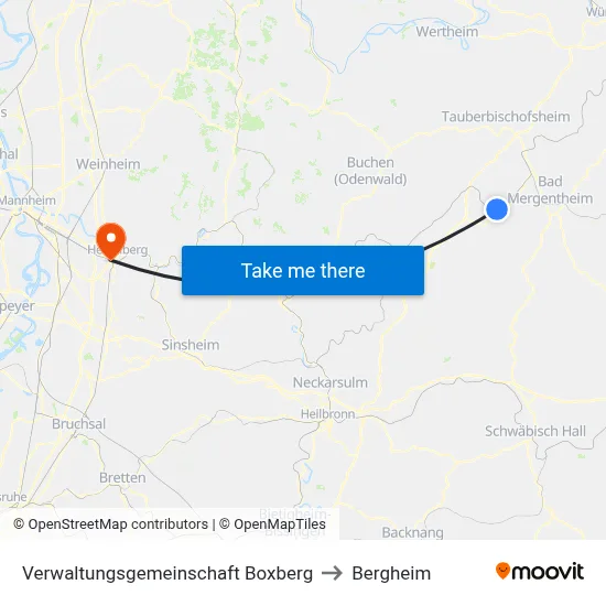 Verwaltungsgemeinschaft Boxberg to Bergheim map