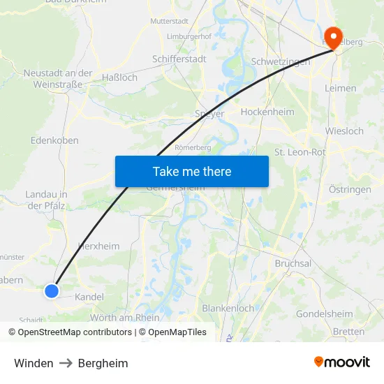 Winden to Bergheim map