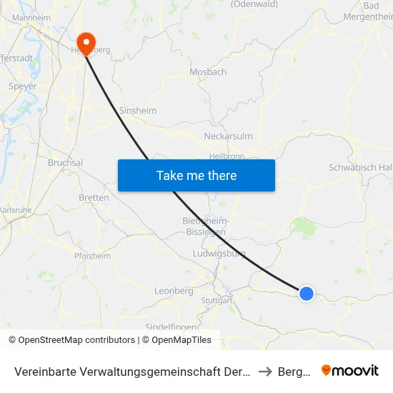 Vereinbarte Verwaltungsgemeinschaft Der Stadt Schorndorf to Bergheim map