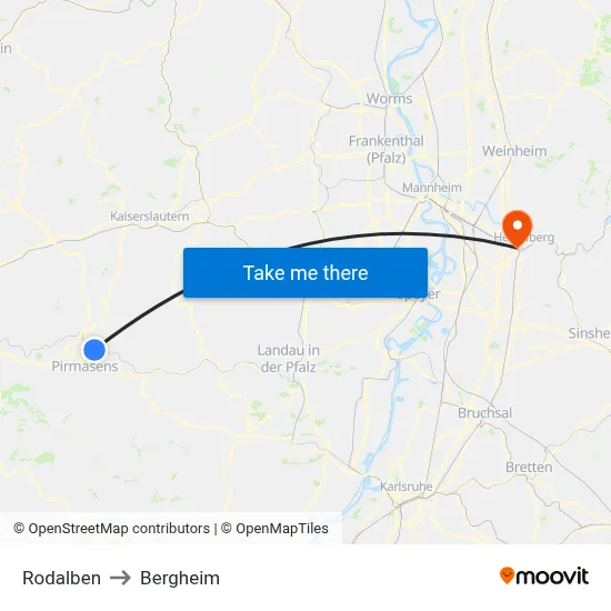 Rodalben to Bergheim map