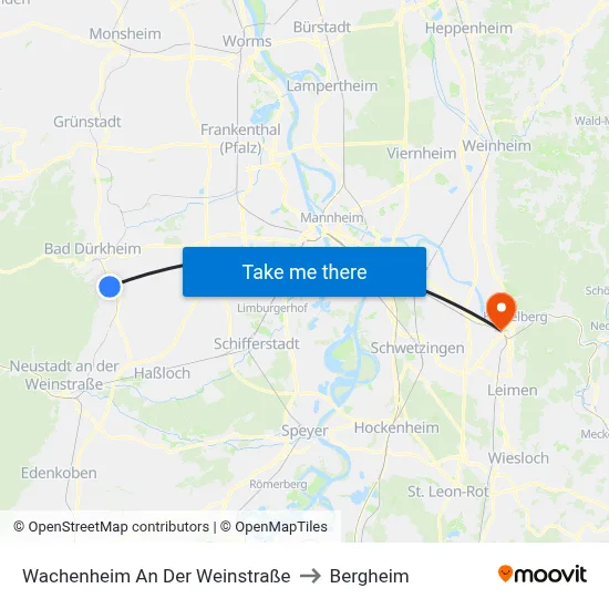 Wachenheim An Der Weinstraße to Bergheim map