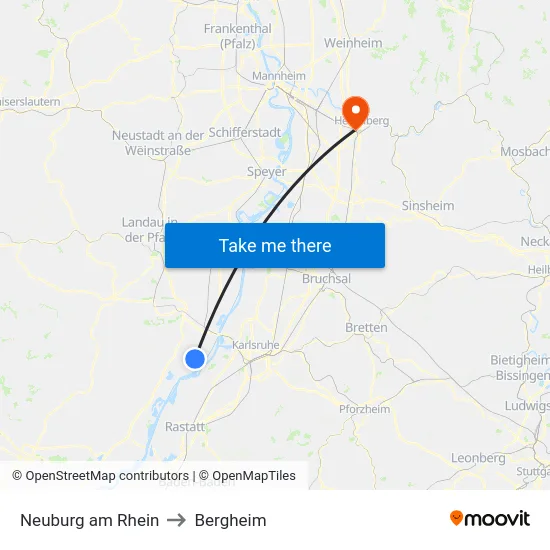 Neuburg am Rhein to Bergheim map