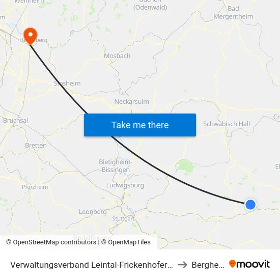 Verwaltungsverband Leintal-Frickenhofer Höhe to Bergheim map