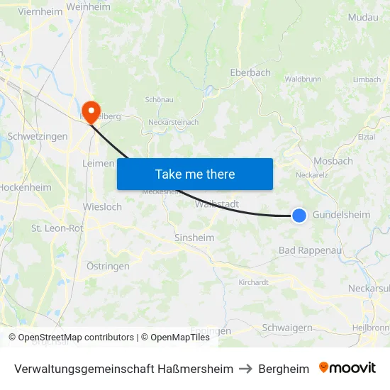 Verwaltungsgemeinschaft Haßmersheim to Bergheim map