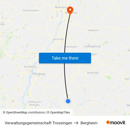 Verwaltungsgemeinschaft Trossingen to Bergheim map