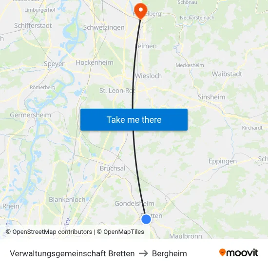Verwaltungsgemeinschaft Bretten to Bergheim map
