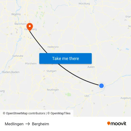 Medlingen to Bergheim map