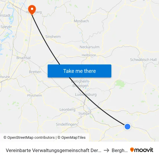 Vereinbarte Verwaltungsgemeinschaft Der Stadt Uhingen to Bergheim map