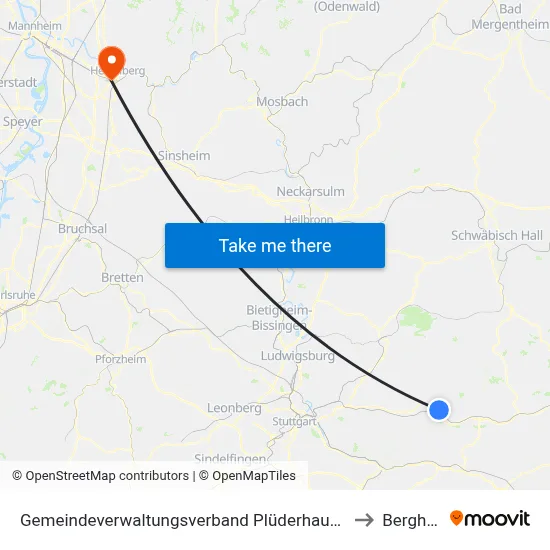 Gemeindeverwaltungsverband Plüderhausen-Urbach to Bergheim map