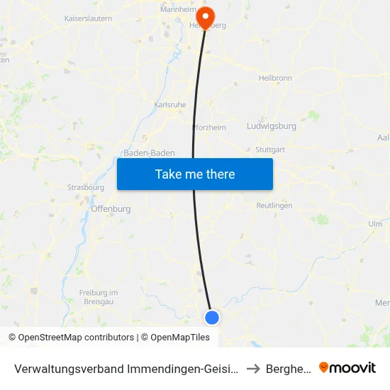 Verwaltungsverband Immendingen-Geisingen to Bergheim map