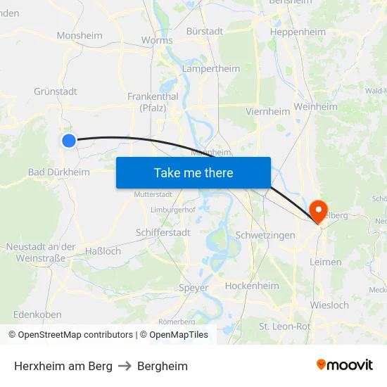 Herxheim am Berg to Bergheim map