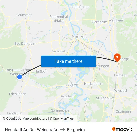 Neustadt An Der Weinstraße to Bergheim map