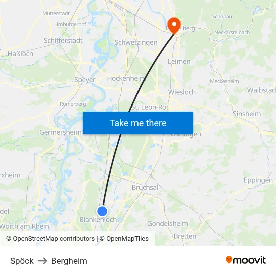 Spöck to Bergheim map