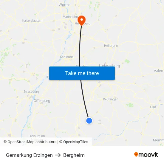 Gemarkung Erzingen to Bergheim map