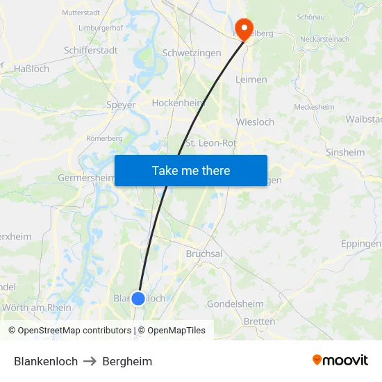 Blankenloch to Bergheim map
