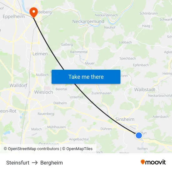 Steinsfurt to Bergheim map