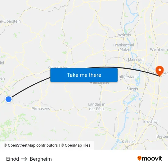 Einöd to Bergheim map