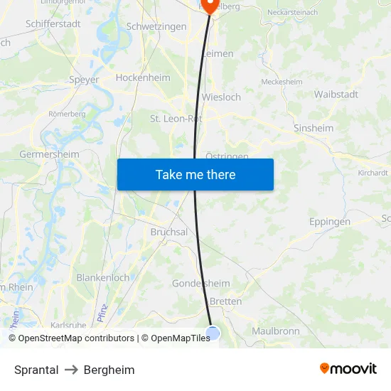 Sprantal to Bergheim map