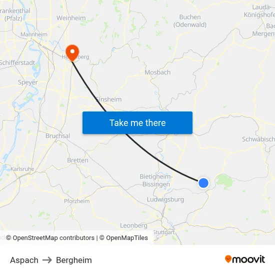 Aspach to Bergheim map