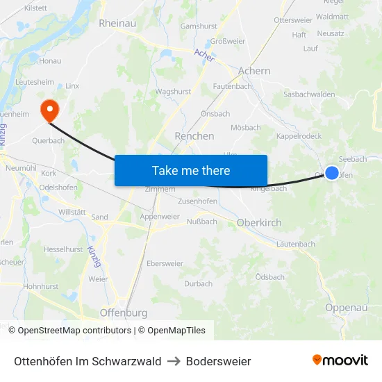 Ottenhöfen Im Schwarzwald to Bodersweier map