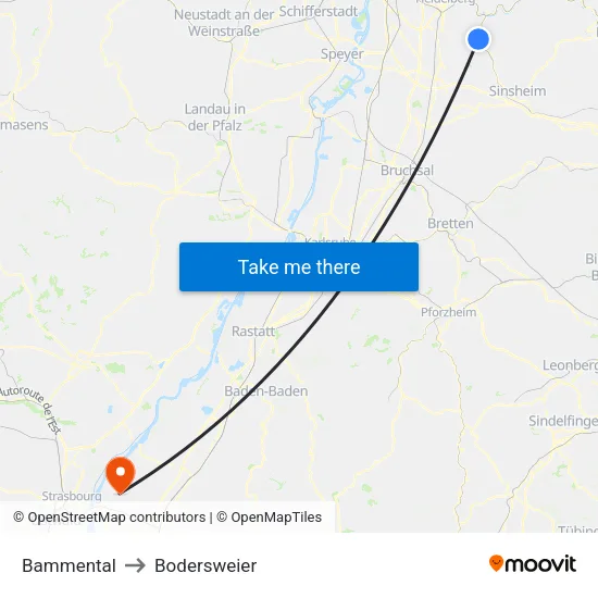 Bammental to Bodersweier map