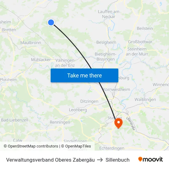 Verwaltungsverband Oberes Zabergäu to Sillenbuch map