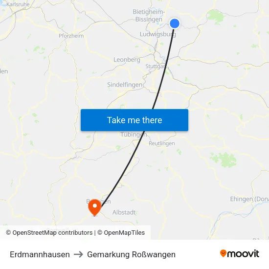 Erdmannhausen to Gemarkung Roßwangen map