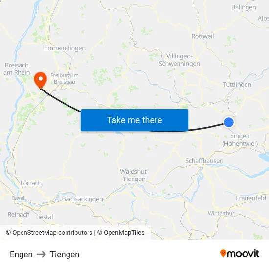 Engen to Tiengen map
