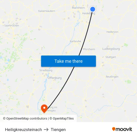 Heiligkreuzsteinach to Tiengen map