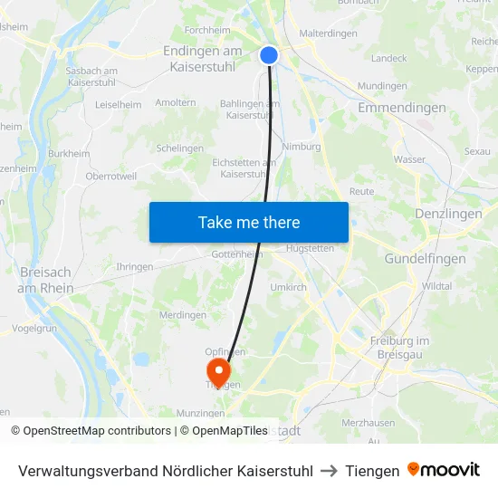 Verwaltungsverband Nördlicher Kaiserstuhl to Tiengen map