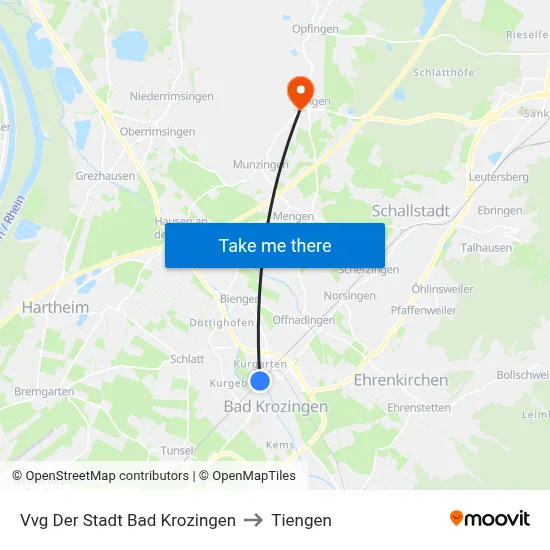 Vvg Der Stadt Bad Krozingen to Tiengen map