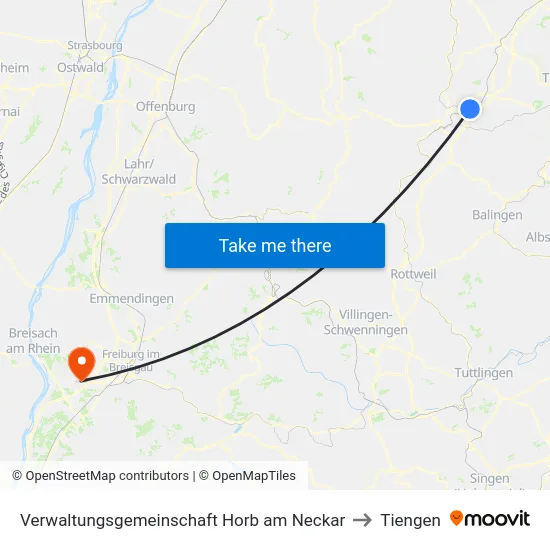 Verwaltungsgemeinschaft Horb am Neckar to Tiengen map