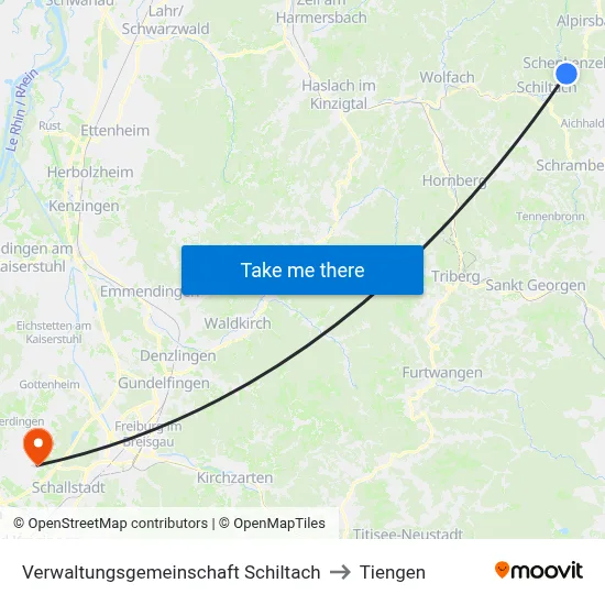 Verwaltungsgemeinschaft Schiltach to Tiengen map
