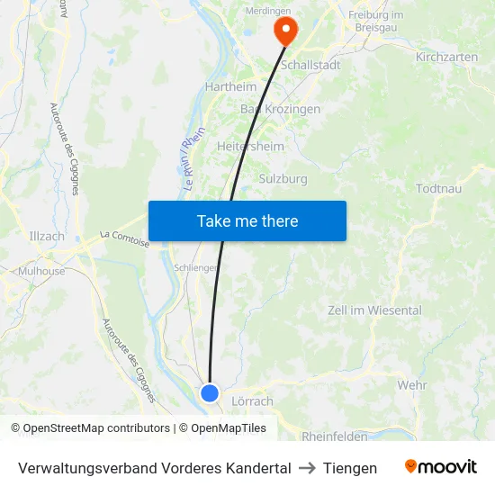 Verwaltungsverband Vorderes Kandertal to Tiengen map