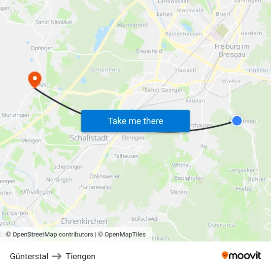 Günterstal to Tiengen map