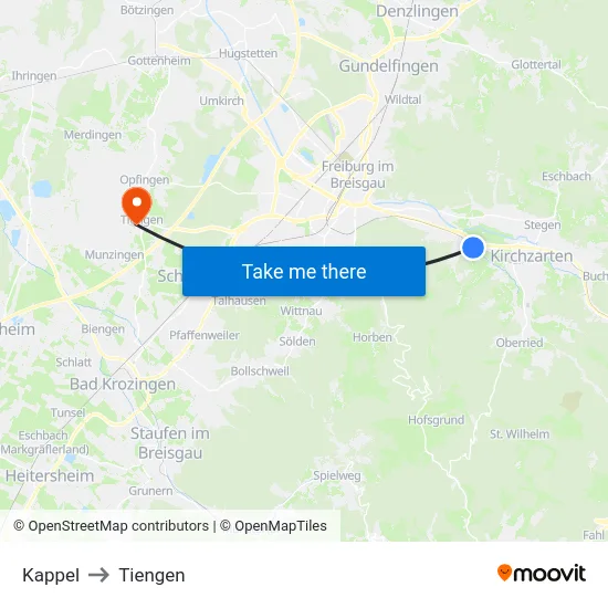Kappel to Tiengen map
